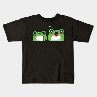 Green Red Playful Cute Frog Illustration Kids T-Shirt